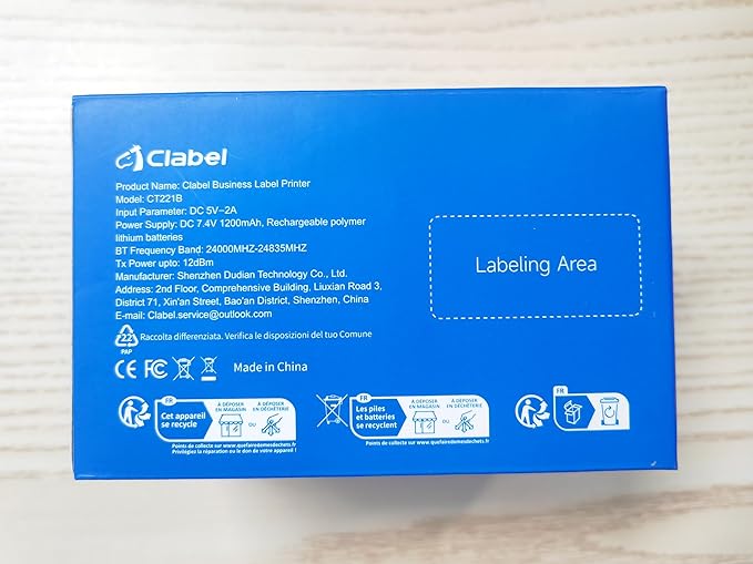 CLABEL Thermal Label Maker Machine: 221B Bluetooth Label Printer Mini Sticker Barcode Printer Inkless Label Maker Compatible with Clothing Price Labeling with 1 Roll of 50x30mm Label(Gray White)-DeskLoop Office