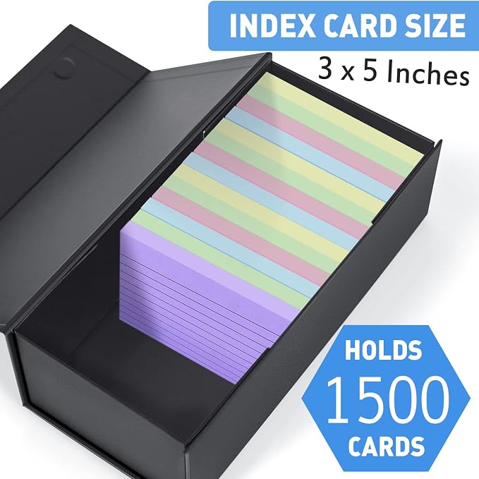 Harhana 3x5 Index Card Holder Card File Box Organizer, Hold 1200 3x5-Inch Flash - Image 2