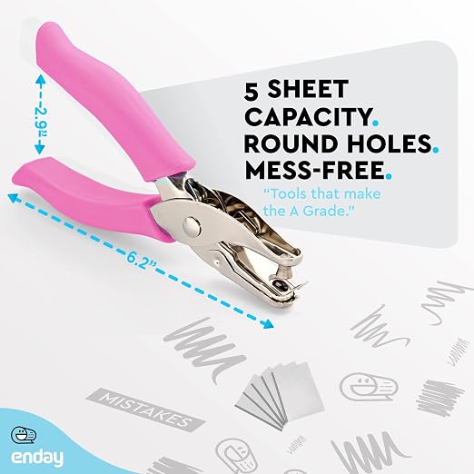 Single Hole Punch Metal Pink, 1/4” Hole Puncher - Image 4