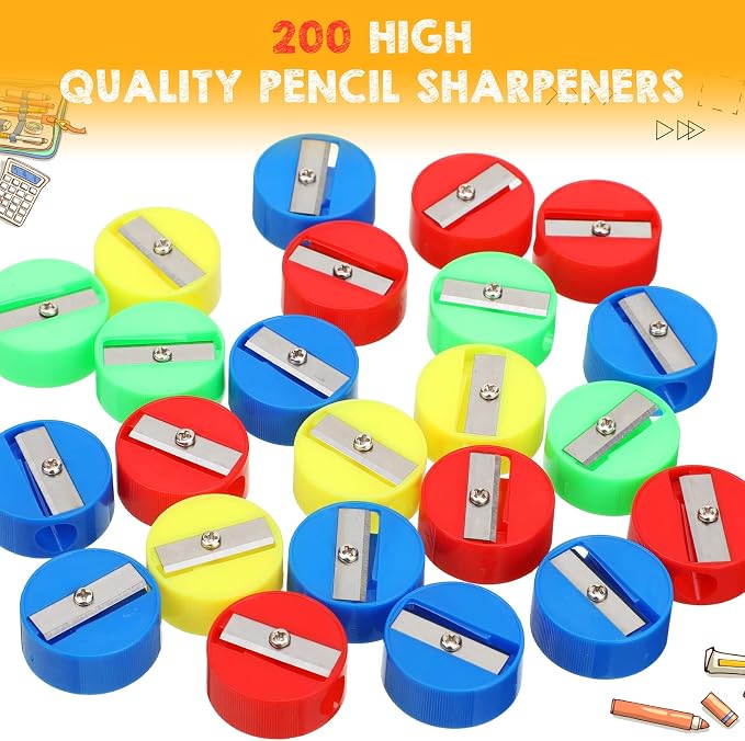 Fainne 200 Pcs Pencil Sharpeners Bulk, Mini Manual Pencil Sharpeners Handheld - Image 3