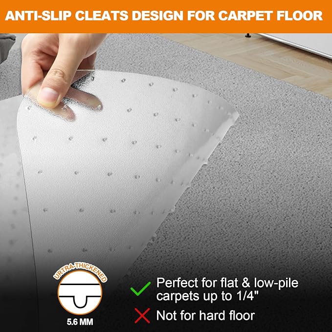 Chair Mat for Carpet- Low Pile Carpet Protector for Office Gaming Computer Desk - Image 5