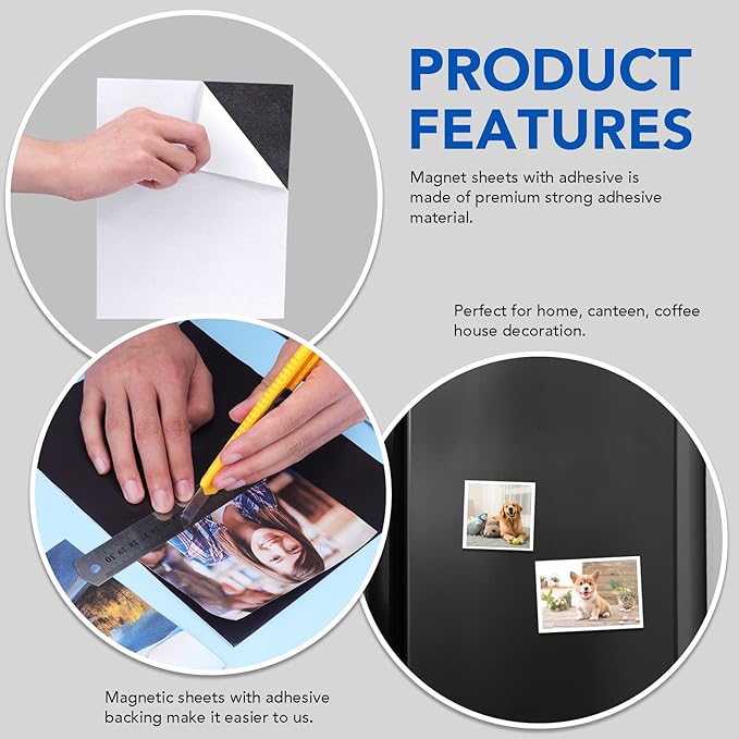 DIYMAG Magnetic Adhesive Sheets Photo Mat, 6 Pack Cuttable Magnets Flexible - Image 3