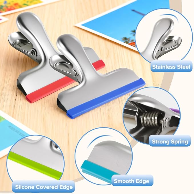 HOUSE AGAIN 8 Pack Stainless Steel Chip Bag Clips Covered - Image 3