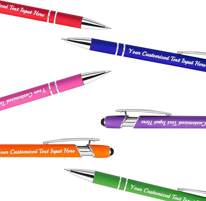 Personalized Ballpoint Pens, 100 Pcs, Custom Engraved with Name or Logo, Black Ink, Touch Tip Design, Ideal for Office, School, and Gifts