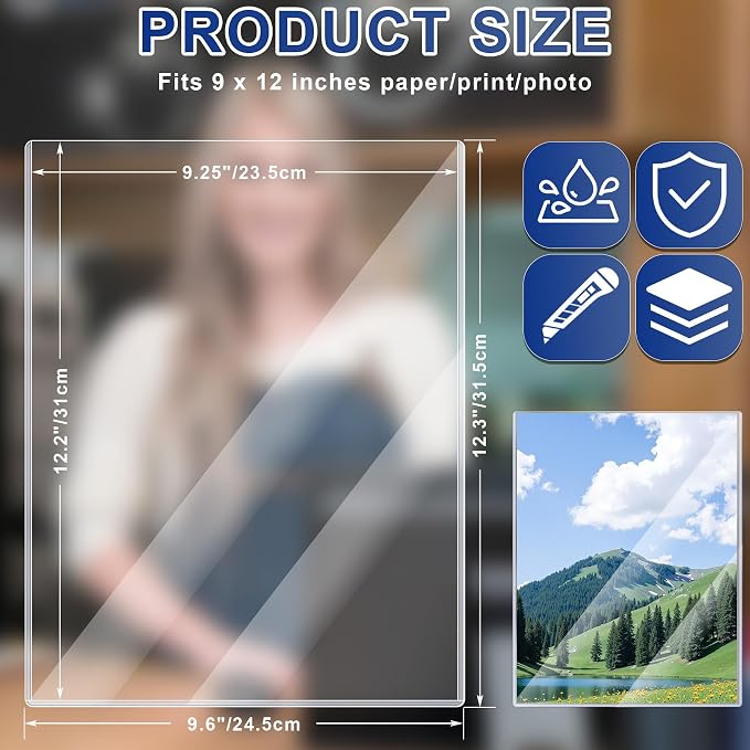 AKONEGE 5PCS 9" x 12" Rigid Print Protectors Clear Plastic Sheet Protectors - Image 2