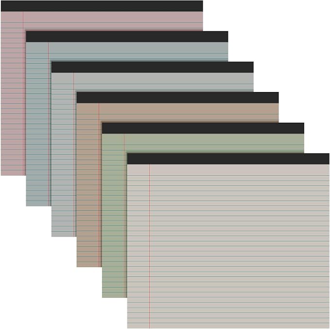 Lincia 6 Pcs 11" x 9.5" Legal Pads College Ruled Notepad Landscape Notebook by Lincia
