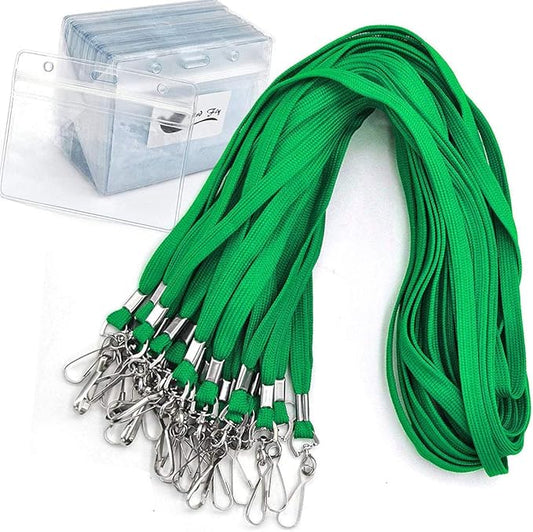 Name Tags Green Lanyards/Badge Holder Pairs Woven Round Lanyard & Horizontal by BirdFiy