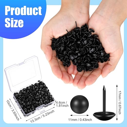 Outus 1000 Pcs Black Upholstery Tacks 7/16 Inch Decorative Furniture Tacks - Image 3