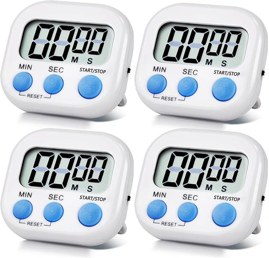 4 Pack White Digital Kitchen Timer Magnetic Digital Timer by Unknown