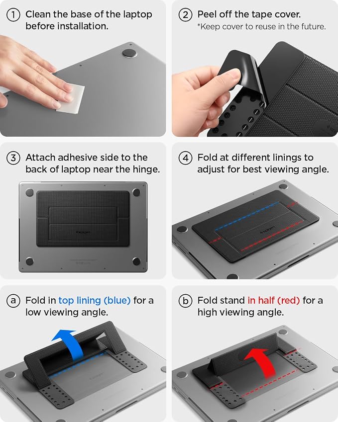 Spigen Slim Fold Laptop Stand Foldable Portable Ergonomic Angle Lift Anti-Slip - Image 8