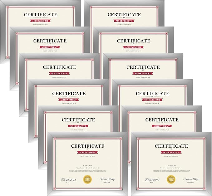 Giftgarden 8.5x11 Picture Frame Silver Set of 12, Wall or Tabletop Display by Giftgarden