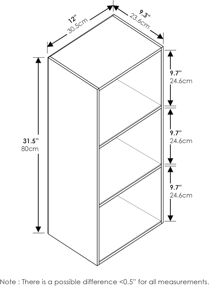 Furinno LUDER Book Shelf, 3-Cube Bookshelf, Bookcase - Image 3