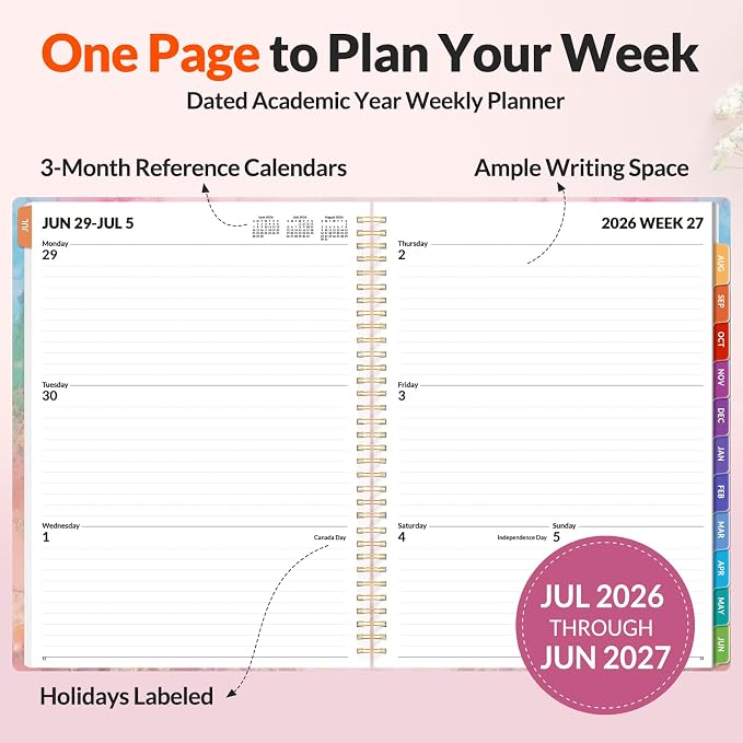 SUNEE Academic Planner 2026-2027 – Weekly & Monthly Planner, July 2026 to June - Image 2