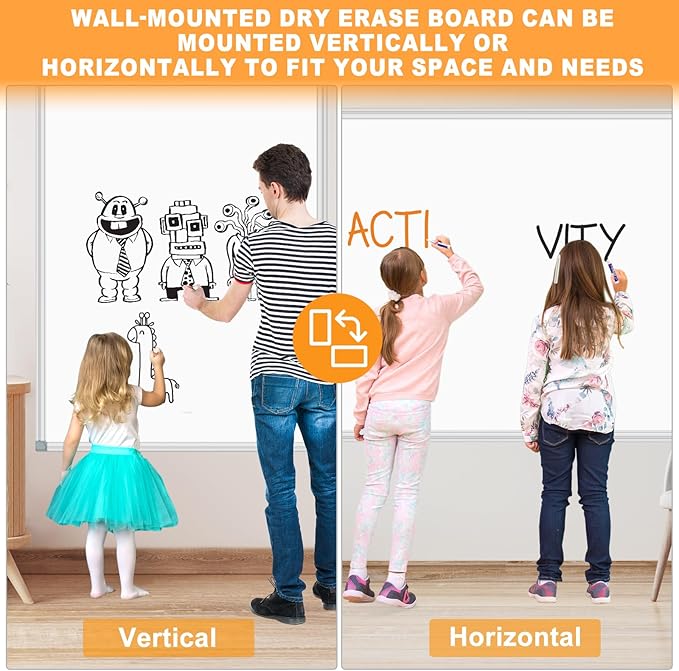 H-Qprobd Dry Erase Board for Wall 72"x40" Aluminum Presentation Magnetic Whiteboard with Long Pen Tray, Wall-Mounted White Board for School, Office and Home-DeskLoop Office