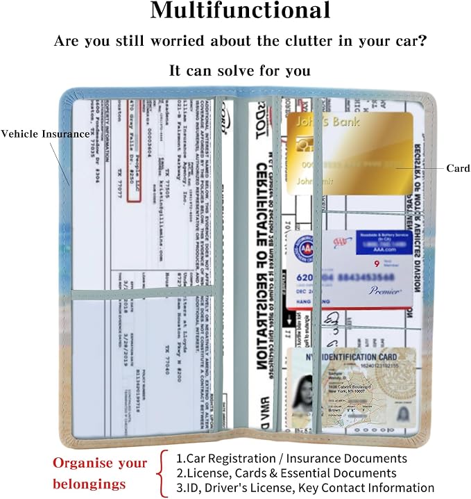 TILDOSAC Leather Car Registration and Insurance Card Holder, Car Document Holder - Image 2