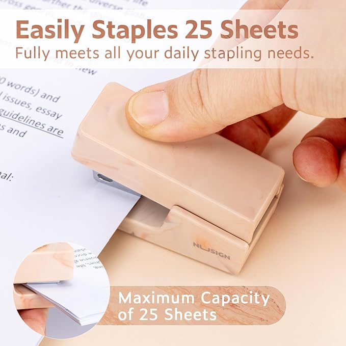 NUSIGN Mini Stapler with 830 Staples, Small Cute Desk Staplers, 25 Sheet - Image 2