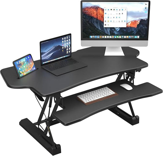Mount-It! Standing Desk Converter, Height Adjustable from 6"–19.25", Extra by Mount-It