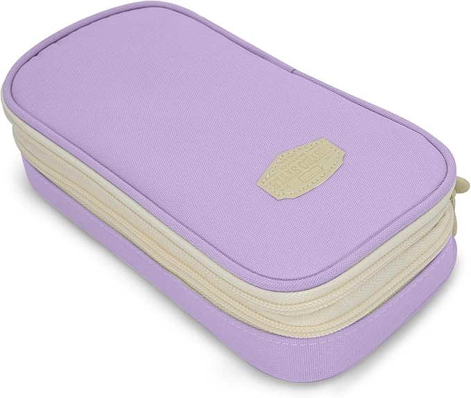 Large Capacity Pencil Case - Durable Zipper Aesthetic Pen Pouch, Big Storage Organizer for School, Office & Travel - Waterproof & Multi-Use (Purple)-DeskLoop Office