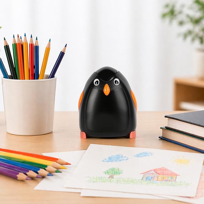 Penguin Battery Operated Pencil Sharpener, Animal-Inspired Desktop Stationery - Image 7