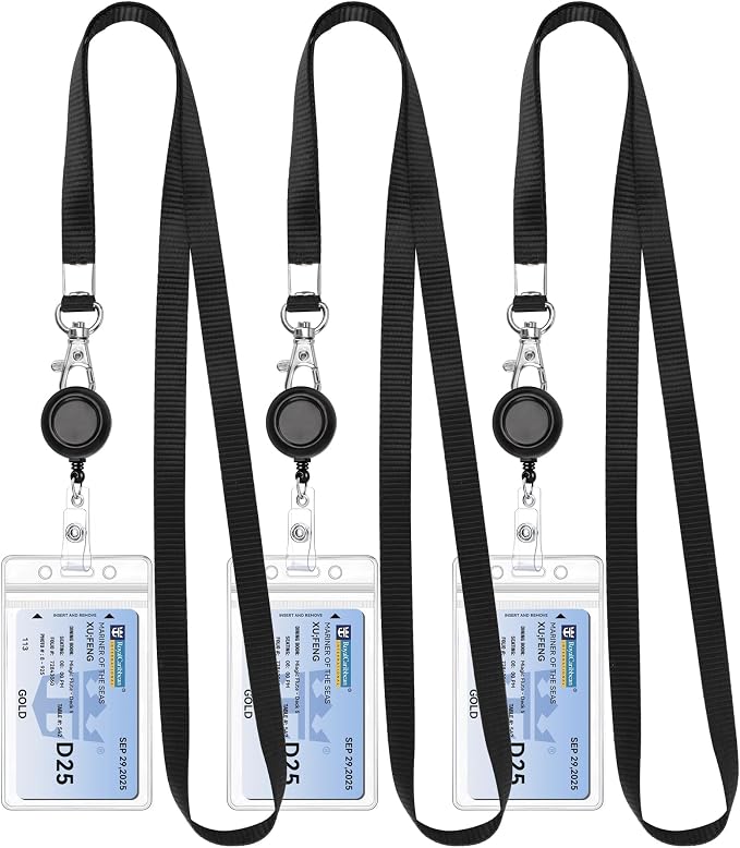 Teskyer Retractable Lanyards for ID Badges, 3 Pack | Durable Nylon Lanyard by TESKYER