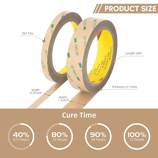 3M Double Sided Tape 300LSE 1.0" x 36Ft Clear Heavy Duty Adhesive Tape - Image 9