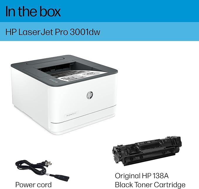 HP LaserJet Pro 3001dw Wireless Black & White Printer, Best-for-Office (3G65OF)-DeskLoop Office