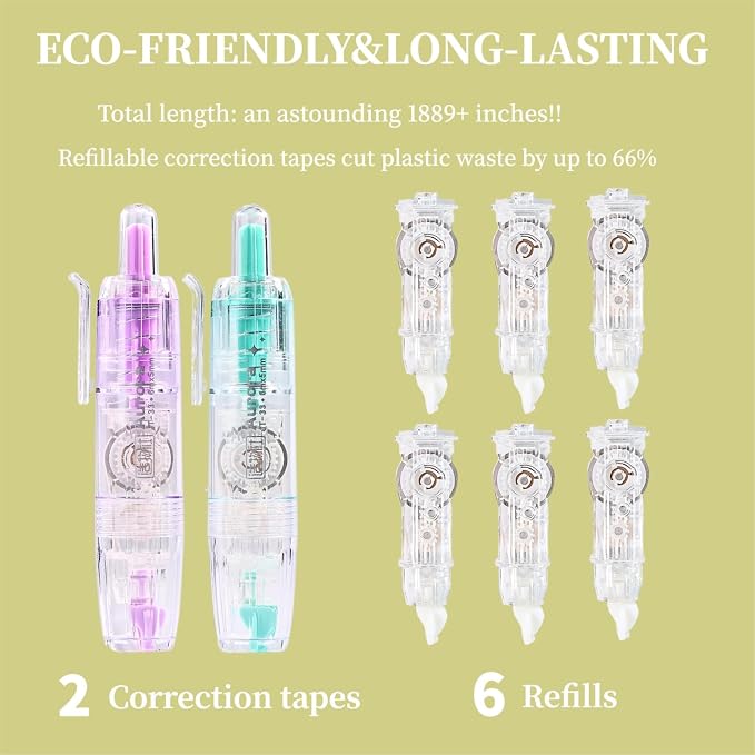 Refillable Correction Tape, 157 ft Total – 2 Pre-Filled Dispensers + 6 Snap-In - Image 6