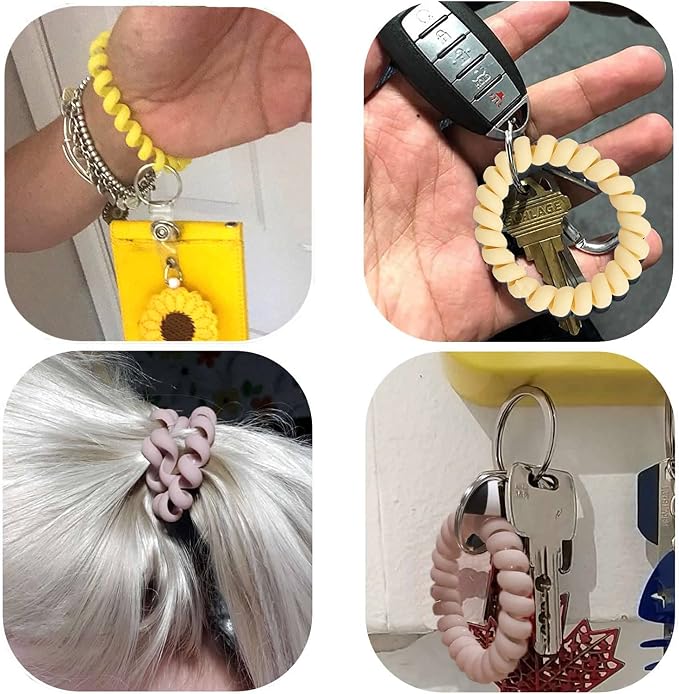 BIHRTC Stretchy Wristlet Keychain Bracelet, Spiral Coil Spring Key Ring - Image 7