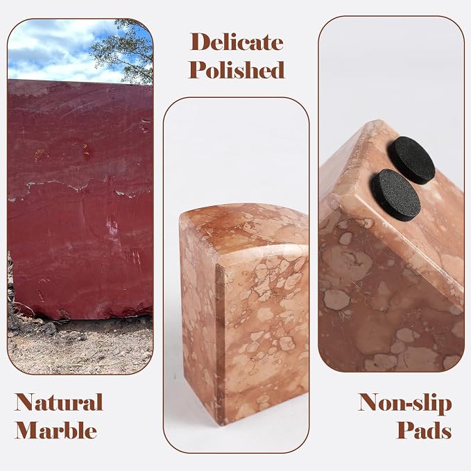 Karibiber Marble Bookend for Shelves, Non-Skid Bookends for Heavy Books - Image 3
