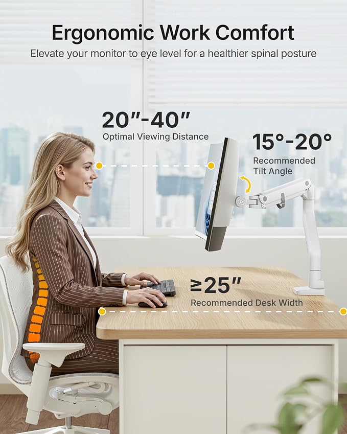 monTEK Heavy-Duty Monitor Arm for 17-57" Ultrawide Curved Screen, Supports up - Image 3