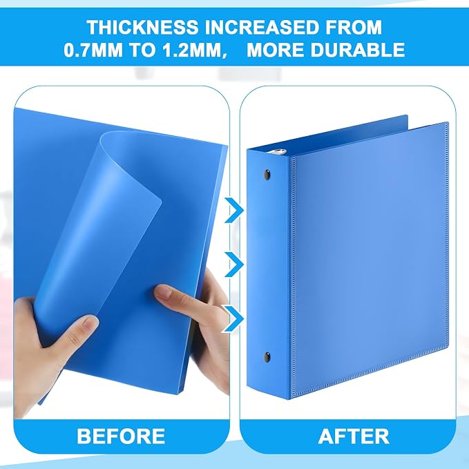 Henoyso 12 Pcs 3 Ring 1 Inch Binders Fits 8.5 x 11 Inch Letter Size Paper - Image 3