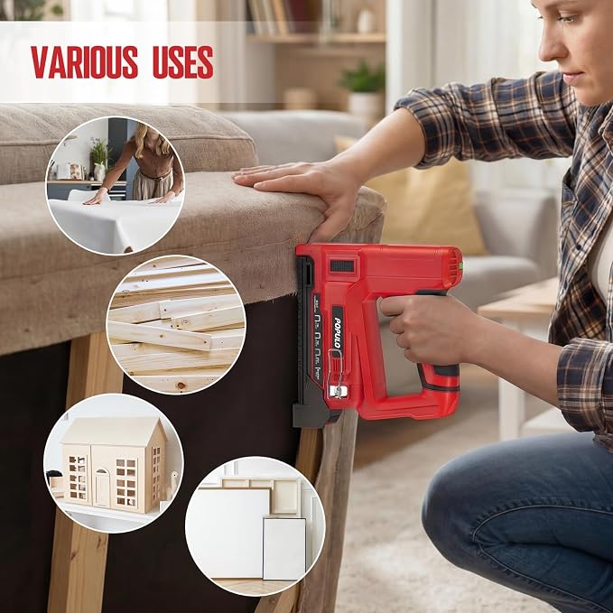 POPULO Electric Staple Gun 4 in 1 Cordless Stapler, 4V Rechargeable Band Nailer - Image 6