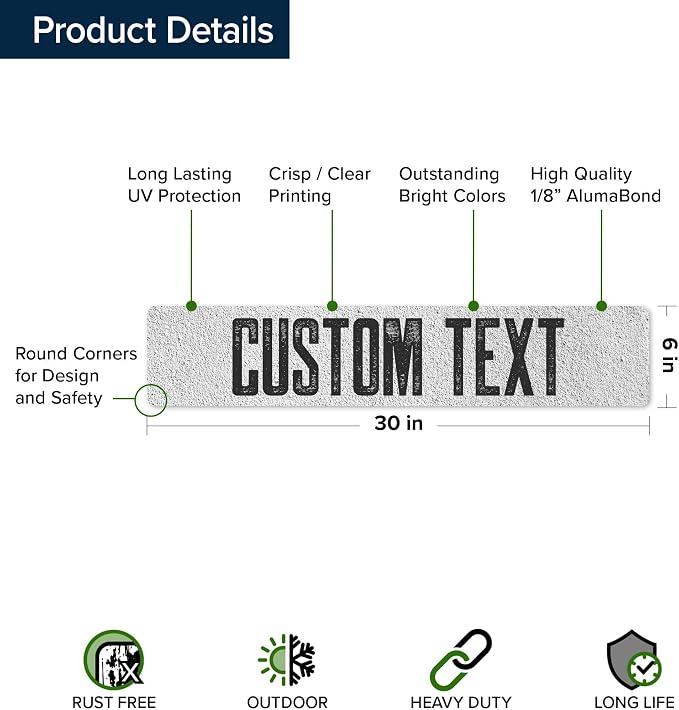 Custom Sign, Custom Street Sign, 11 Font Colors, 13 Font Styles, 4 Hole Options - Image 6