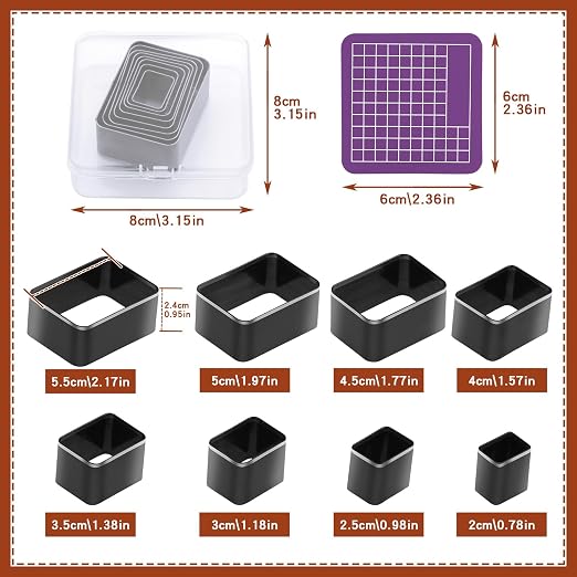 8 Pcs Leather Rectangle Shape Cutter Tool Set, Punching Tools Set, High Carbon - Image 2