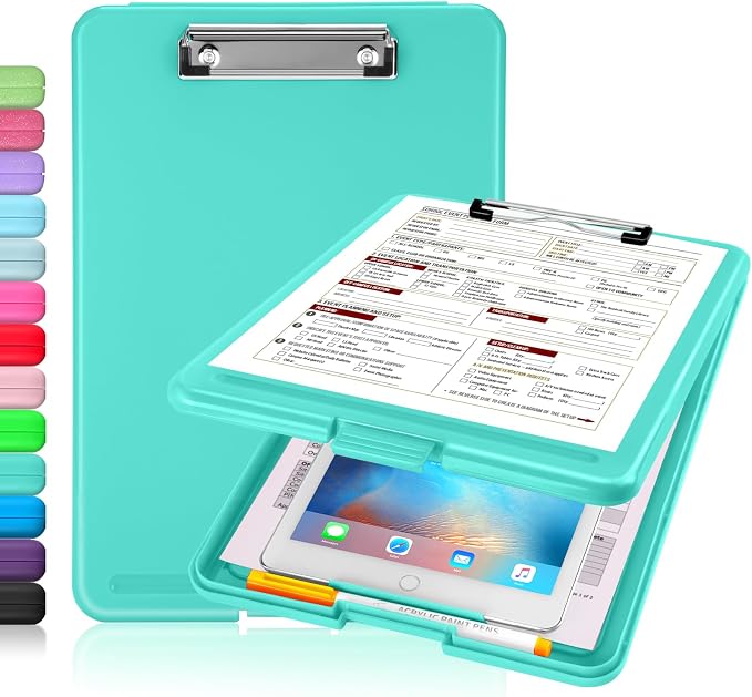 Sooez Clipboard with Storage, Plastic Storage Clipboards with Low Profile Clip by Sooez