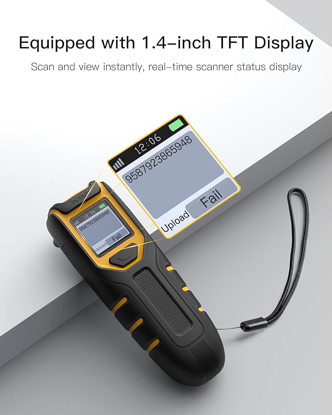 Inateck Barcode Scanner Wireless,Portable Bluetooth Barcode Scanner with Screen,1D 2D QR Code Scanner Kabellos 2.4GHz,Handscanner with APP and SDK, BCST-47-DeskLoop Office