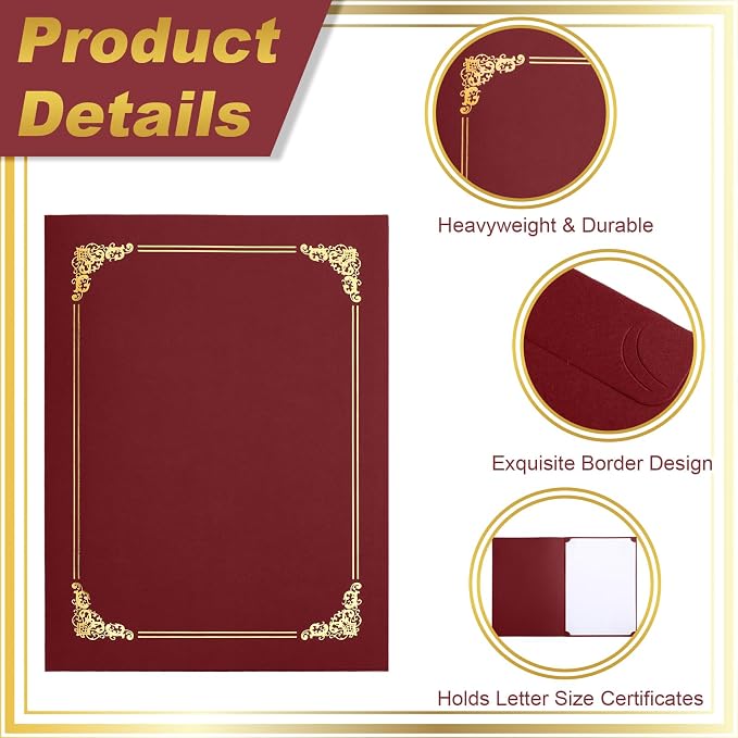 Fainne 120 Pack Certificate Holders Bulk, Diploma Covers Gold Foil Border - Image 4