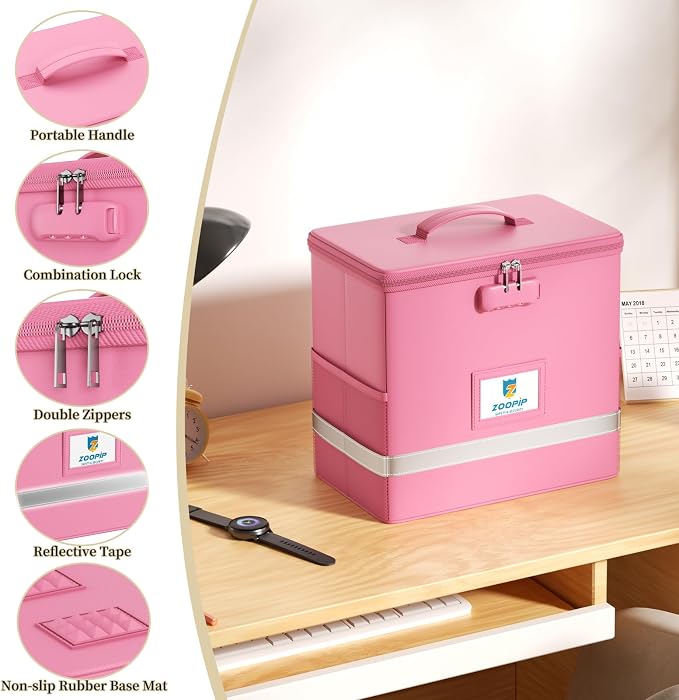 Fireproof File Box with Lock, Document Box Storage Organizer, Suitable - Image 6