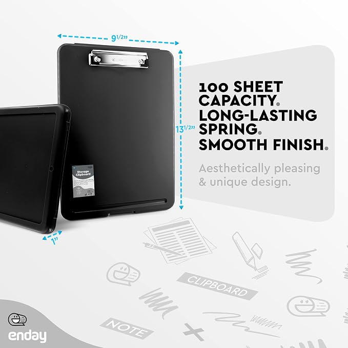 Clipboard with Storage Black, Letter Size Storage Clipboard with Compartments - Image 5