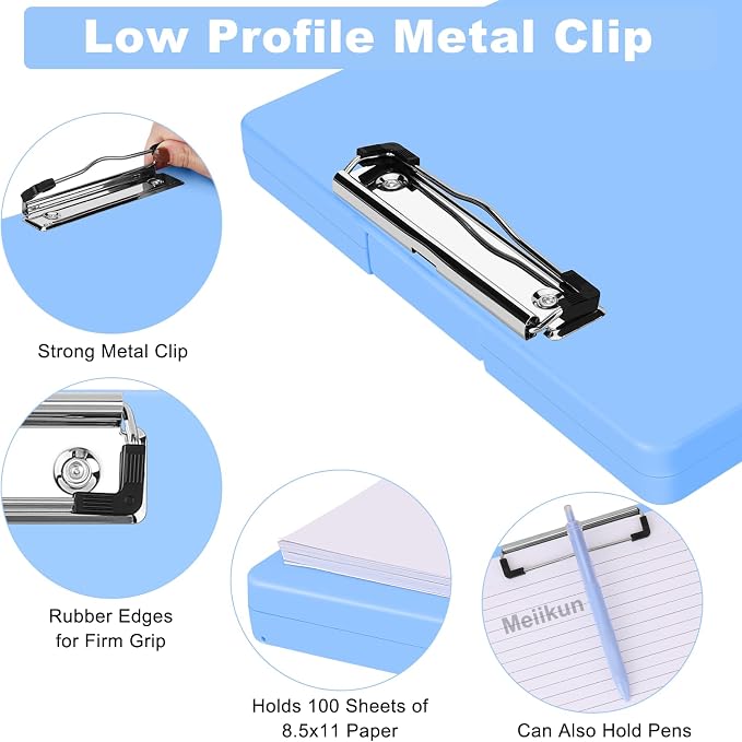 Meiikun Clipboard with Storage, Plastic Clip Boards 8.5x11 Folder with Clear - Image 2