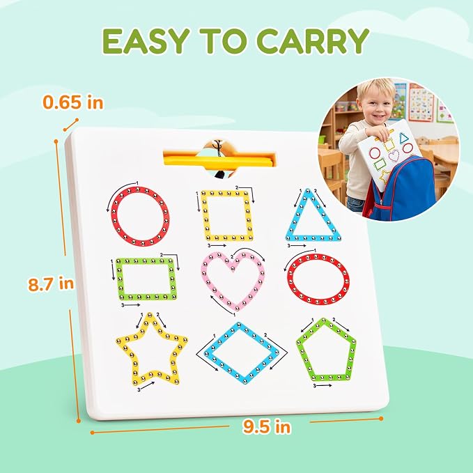 GAMENOTE Magnetic Shapes and Lines Tracing Board, 2-in-1 Double-Sided Pencil - Image 8