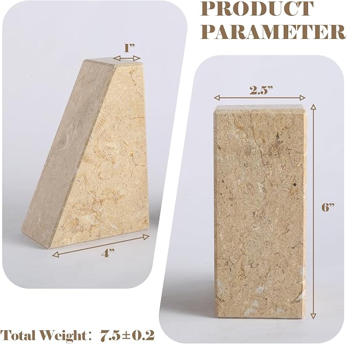 Karibiber Marble Bookend for Heavy Books, Decorative Bookends for Shelves - Image 4