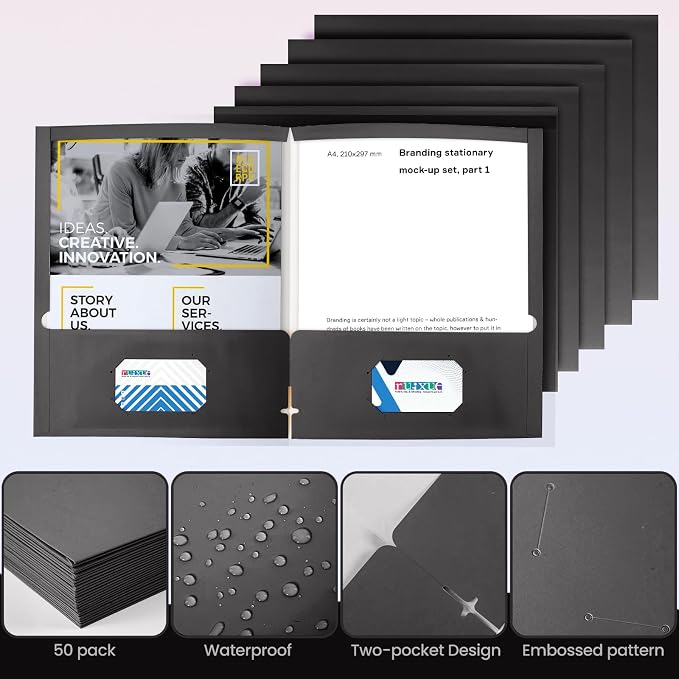 BIBRADAA® 50 Black Folders - Image 4