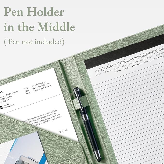 Mymazn Padfolio, Portfolio Folder, Legal Pad Holder, Resume Folder | Faux - Image 6