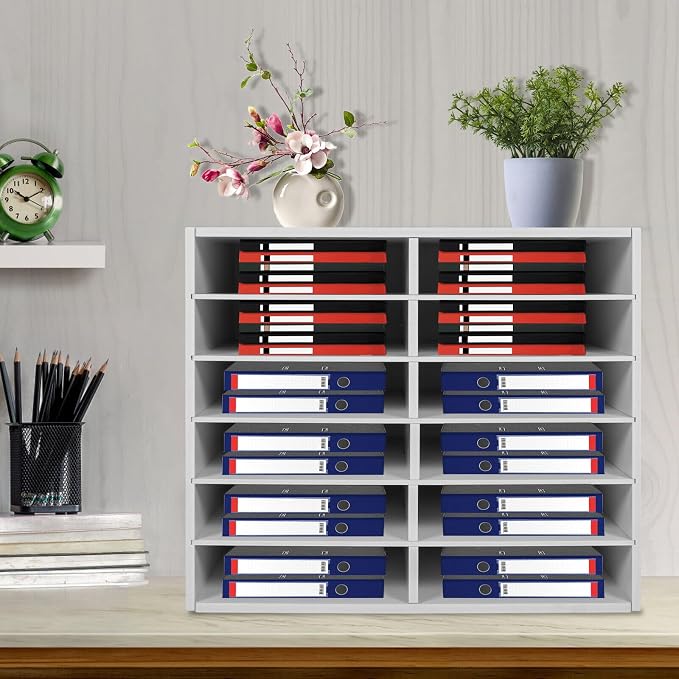 Mail Sorter Desktop, 12 Compartments Literature Organizer, Sheet Sorter - Image 2