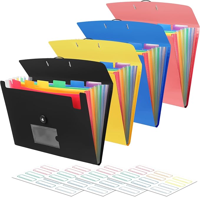 4 Pack 7 Pocket Accordian File Organizer by RIEJIN
