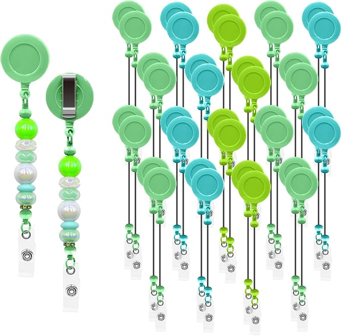 60pcs Green Beadable Badge Reels Making Kits by Unknown