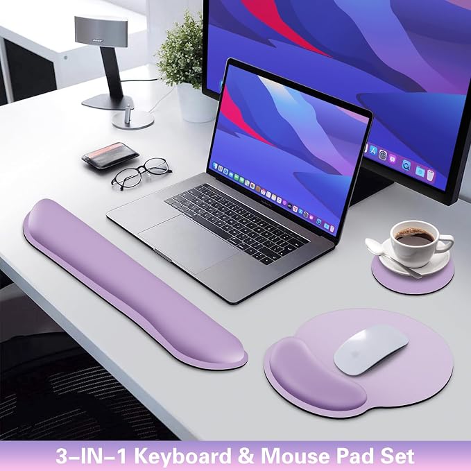 Mouse Pad with Wrist Rest Set, 3-in-1 Wrist Support Mousepad Set, Gaming Mat - Image 2