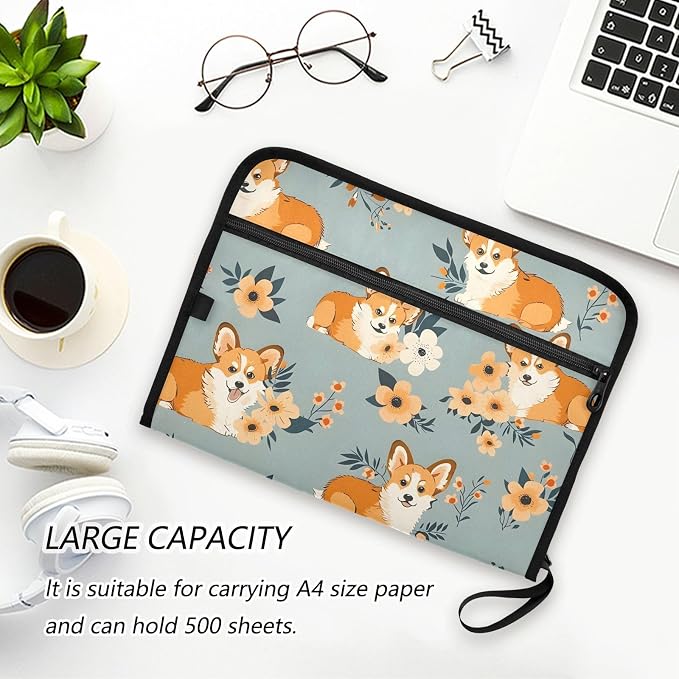 Expanding File Folder Corgi Flower Cute Accordion File Organizer 13 Pockets - Image 5