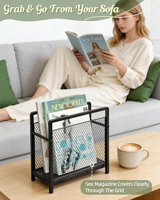 Magazine Holder, Magazine Rack Floor, Metal Mesh - Image 3